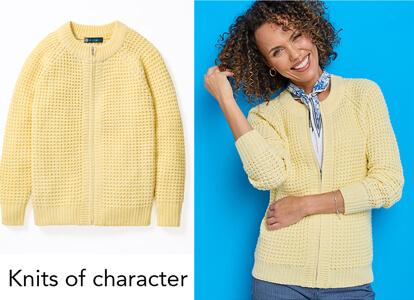 Textured Marl Knit Zip Cardigan - LD477